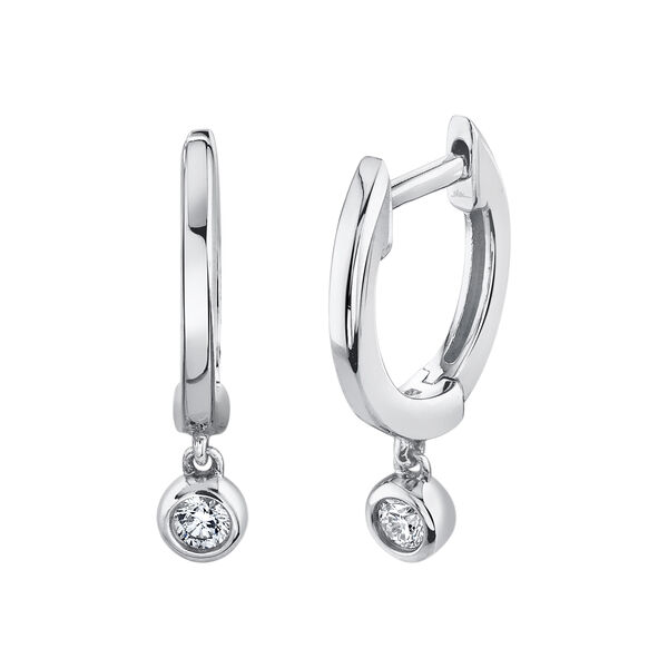 Boucles d'oreilles mini anneaux Bezel by The Inch en or blanc avec diamants